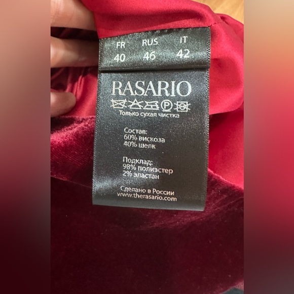 NWT Rasario Silk Velvet High Waisted Trouser Pants Burgundy FR 40 (US 6) - Picture 13 of 14